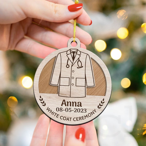 Personalized White Coat Ornament, White Coat Ceremony Gifts, First White Coat Ornament, Gifts for Medical Student, Pharmacy, Nurses