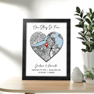 Carte des étoiles personnalisée par date, impression de ciel nocturne personnalisée encadrée, cadeau de carte des étoiles d'anniversaire de mariage pour couple, cadeau de Saint-Valentin pour lui ou elle