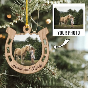 Personalized Horse Lover Gift, Horse Hoof Shape Ornament, Custom Photo Horse and Girl/ Boy, Gifts for Horse Lovers, Horse Owner, Horse Mom