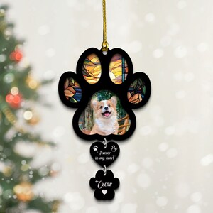 Personalisierter Hund Suncatcher mit Name und Foto, Haustier Gedenkstätte Suncatcher, Handgefertigter Benutzerdefinierter Name Hundedekor, Verlust des Haustiers Sympathiegeschenk, Geschenk für Haustier