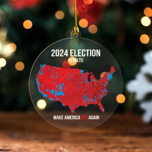 Donald Trump Election Results Map Ornament, Trump Supporter Presidential Election Ornament, President Christmas Gift, Election 2024 Ornament