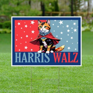 Harris Walz 2024 Kamala Harris Presidential Election, Democratic Party Yard Sign, Vote Kamala, Democrat, Political,Cat Dog For Harris Lover