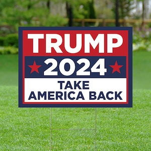 Trump Take America Back - Letrero político para jardín Elecciones 2024 Letrero para jardín de Donald Trump 2024 Vance