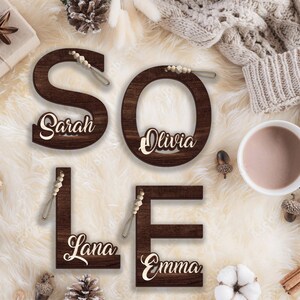 Nome personalizado, letra de madeira, enfeite de natal, decoração, nome personalizado, contas, etiquetas, presente de natal, monograma, 2024, família, ornamento inicial personalizado