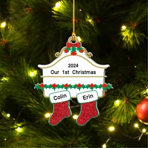 Christmas Stocking Ornament, Custom Family Stocking Acrylic Ornament, Our 1st Christmas Ornament, Stocking Ornament 2024, Christmas Gift