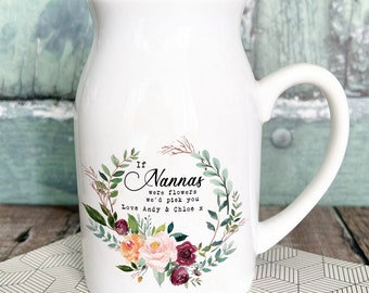 Personalized Floral Ceramic Vase, If... Were Flowers, We'd Pick You, Mum, Nanna, Grandma Home Decor, Lavender Wildflower, Birthday Gift