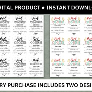 May include: Printable instructions for a paint your own cookie activity. The instructions are on a white background with a green and red border. The text says "Paint Your Own Cookie" and includes directions for decorating the cookies.