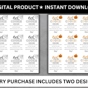 Halloween PYO Printable Cookie Tags / Paint Your Own Cookie / PYO Tag / Instant download / Digital