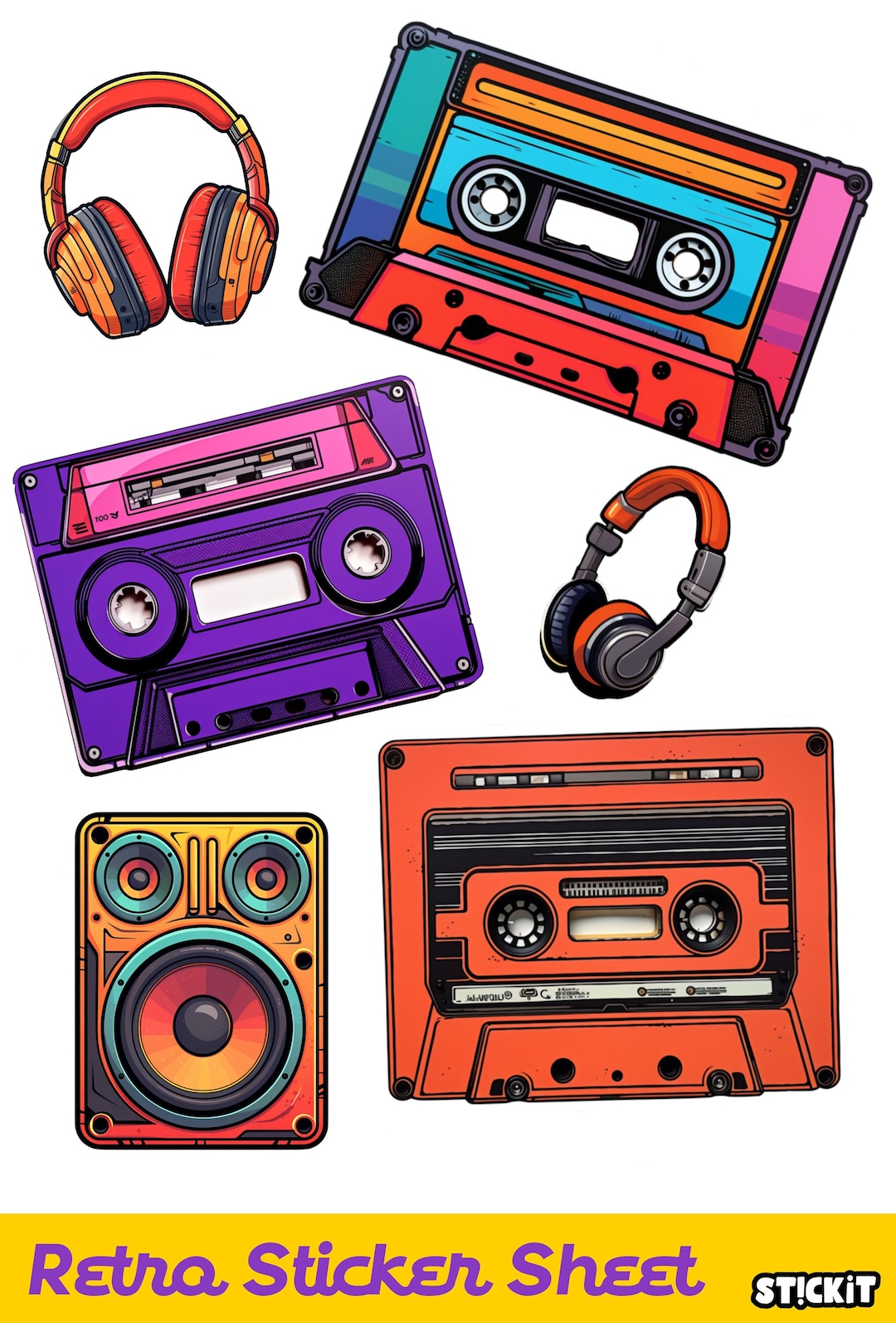 Retro Cassette Tape Sticker Sheet Mix Tape 80's Music Etsy