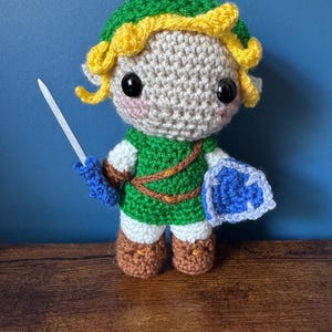 Link Legend of Zelda Crochet Amigurumi Plushie Handmade Gamer Gift, Geeky Collectible Toy, Video Game Decor