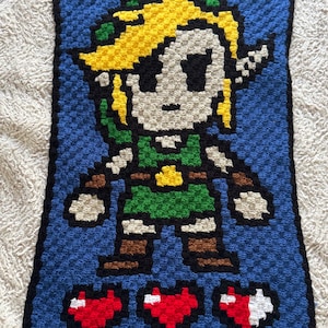 Link/Zelda and Hearts Crochet Blanket
