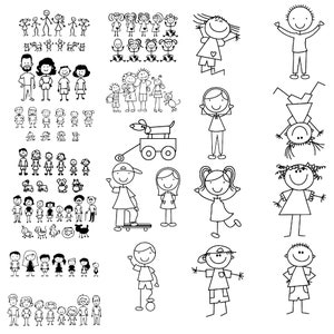 Bundle famille SVG Bundle famille coupe fichiers énorme paquet de bonhomme allumette Svg Stick personnes famille clip art téléchargement immédiat, sticker famille