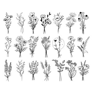 Blumenstrauß SVG, Wildblumen svg, floral svg, Blumenwiese svg, Doodle Blume svg, Blume svg, Blume svg Bundle, Blumenrahmen svg, floral svg