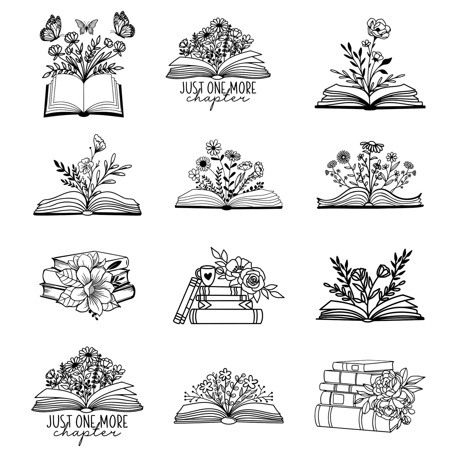 Floral Book SVG, Book Svg, Book With Flowers Svg, Reading Svg, Read, Flowers Growing Out of a