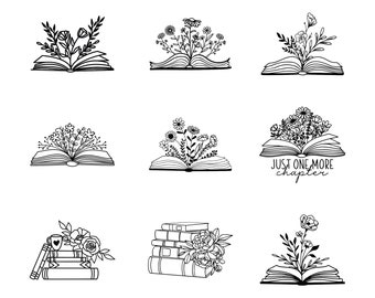 Floral Book SVG, Book Svg, Book with Flowers Svg, Reading Svg, Read, Flowers Growing Out of a Book, Pretty Book, Flowers, Flowers with Book