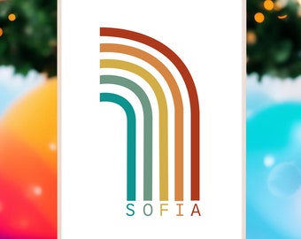 Custom Sofia Name Print, personalized name print, | DIGITAL FILE |, wall decor, birthday gift, cute decor, Rainbow poster, 5 letter name