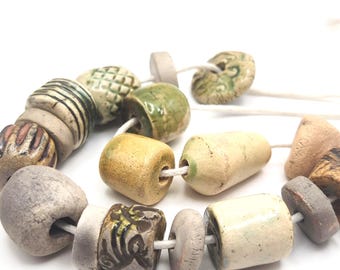Raku Keramik Perlen glasierter Ton handgemachte Artisan shabby verschiedene Perlenformen