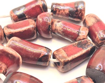 Handmade Raku Ceramic Beads: Chunky Asymmetrical Jewelry making