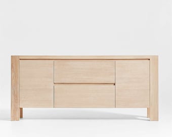 68" Natural Oak Wood Storage Media Console