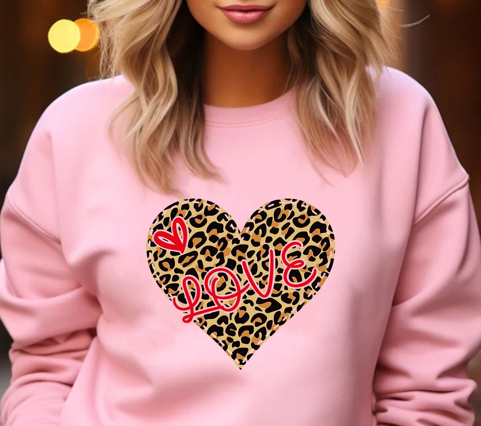 Leopard Love Heart Print T-Shirt For Women - Soft Cotton Blend, Casual Graphic Tee - View #13