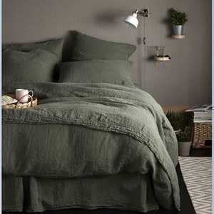 Moss Green Cotton Duvet Cover Set - Soft & Stylish Bedding Cover- King/Queen/Twin/Double Size Quilt Cover with 2 Pillow