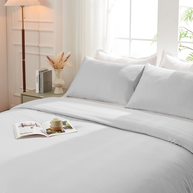 Light Grey Linen Duvet Cover Set Soft & Stylish Bedding Cover King