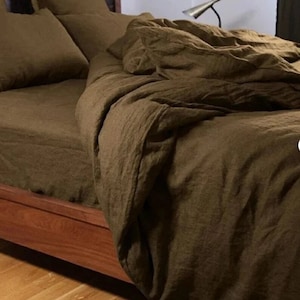 Coffee Cotton Duvet Cover Set: Modern Solid Color Bedding