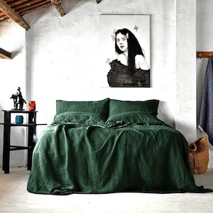 Dark Green Cotton Duvet Cover Set - Soft & Stylish Bedding Cover- King/Queen/Twin/Double Size Quilt Cover with 2 Pillow