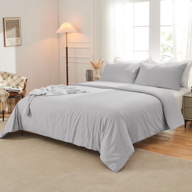 Light Grey Linen Duvet Cover Set Soft & Stylish Bedding Cover King