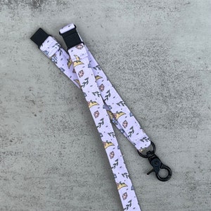 Purple Celestial Break Away Lanyard With Moons and Gemstones. Celestial Gift for Her. snap off safety lanyard teacher or nurse gift. summer