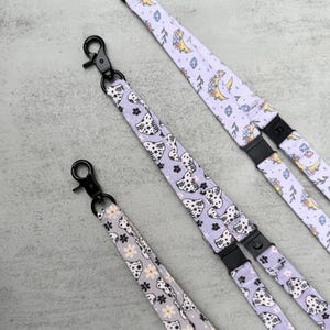 Quirky lanyard, boho gohsts, cute ghost ID holder, stars and cristals, teacher gift, thank you gift, nurse gift, card holder, phone lanyard