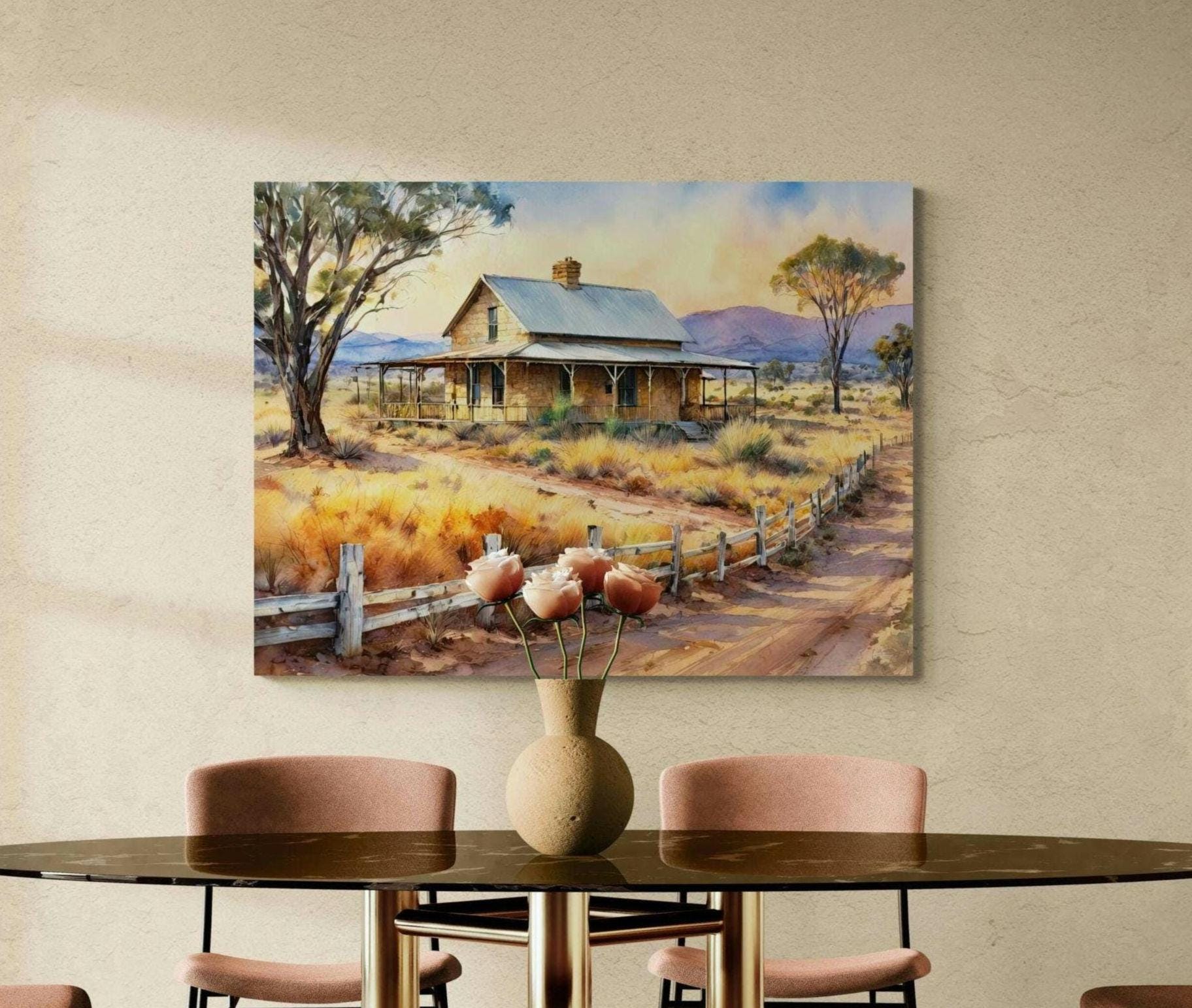 Rustic Outback Australian Outback Farmhouse Canvas Art: Rustic Bush Heritage Print ...