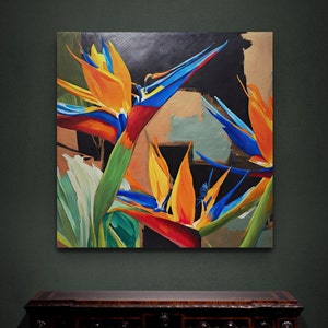 Bird-of-Paradise ~ Stretched Canvas ~ Floral Wall Art