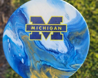 MICHIGAN TABLE, patio table; sports; cocktails; man cave; golf; side table; end table; Graduation Gift