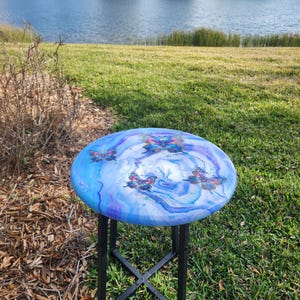 Hand-Painted Butterfly Pine Wood Table, Resin Epoxy Finish Side Table image 6