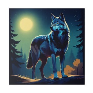 Wolf In The Night Eco Friendly Matte Canvas, Stretched, 0.75&quot;