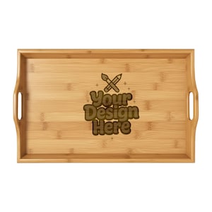 Custom Engraved Bamboo Serving Tray | Personalized Wood Tray, Laser Engraving