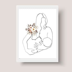 Impresión de hitos de lactancia materna, dibujo de líneas artísticas, regalo para recién nacidos, mamá primeriza, 1000 días de lactancia, regalo para mamá y bebé, marco de impresión de maternidad