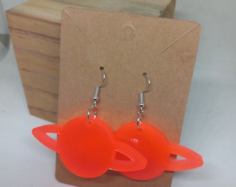Glow in the Dark Resin Saturn Earrings