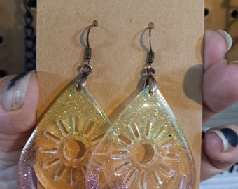 Resin Sun and Moon Earrings