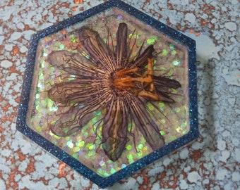 Resin Passion Flower Coaster