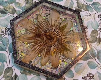 Resin Passion Flower Coaster
