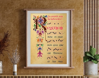 Medieval illuminated manuscript hand drawn - Artistic print - Limited Edition of 10 copies - Wall Decoration · Medieval manuscript gift