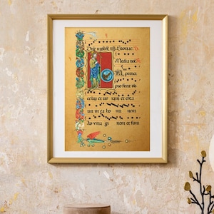 Mittelalterliche handschriftliche Partitur • Limitierte Auflage von 10 Exemplaren • Wanddekoration • Ideales Geschenk für Liebhaber der mittelalterlichen Geschichte