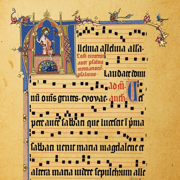 Partitions manuscrites médiévales dessinées à la main • Impression d'art • Format A3