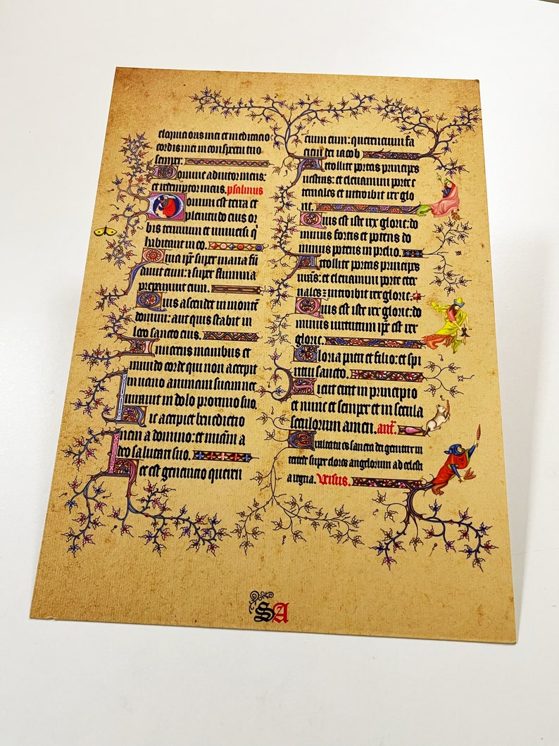 Hand Drawn Medieval Illuminated Manuscript - Art Print - A4 Size - Wall ...