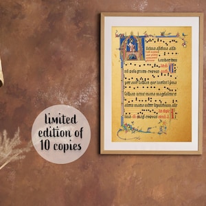 Art Manuscrit Enluminé Médiéval - Edition Limitée à 10 Exemplaires - Décoration Murale - Cadeau Idéal pour les Amateurs d'Histoire et d'Art