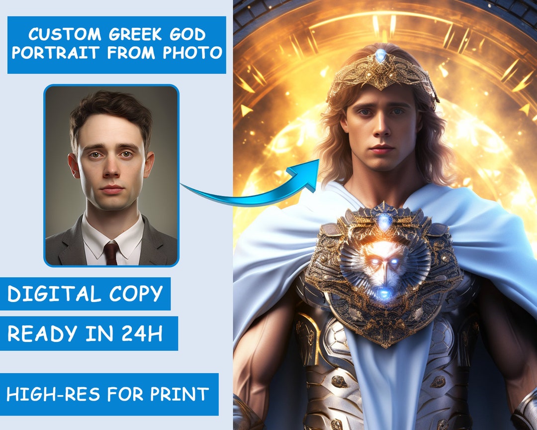 Birthday Gift Ancient Greek God Custom Portrait From Photo or Birthday ...