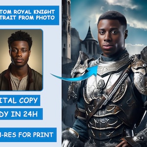 Custom Knight Portrait from Photo for Birthday Gift or Birthday Custom  Portrait for New Year Gift Canvas Portrait Digital Download