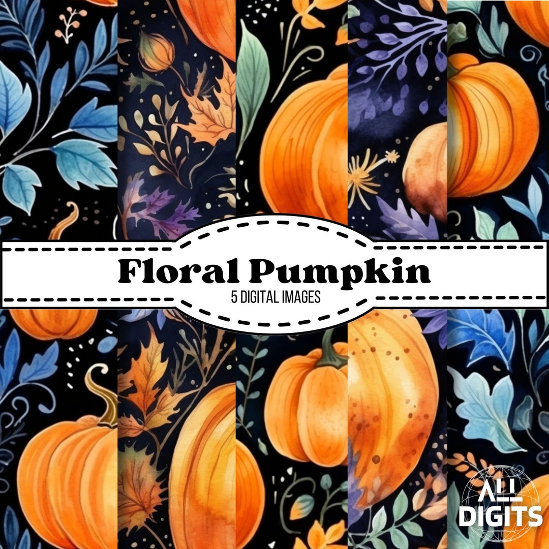 Floral Pumpkin Digital Paper 5 Printable Paper Seamless - Etsy